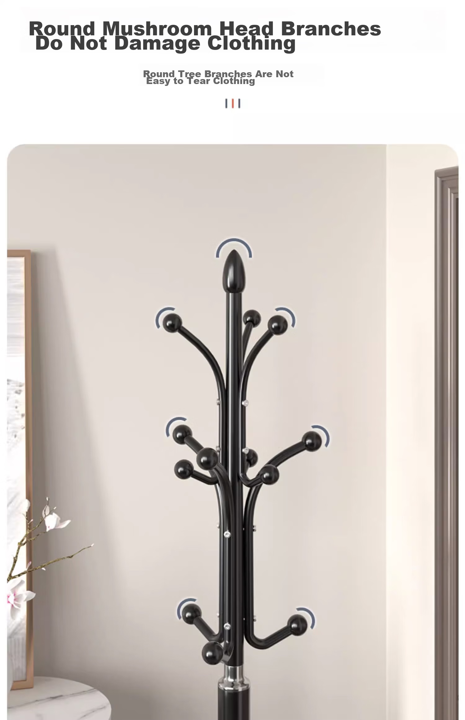 Qiyinge Floor-Standing Clothes Rack, Bedroom Coat Stand, Iron Art Hanger for Living Room, Large Coat Stand with Storage 8