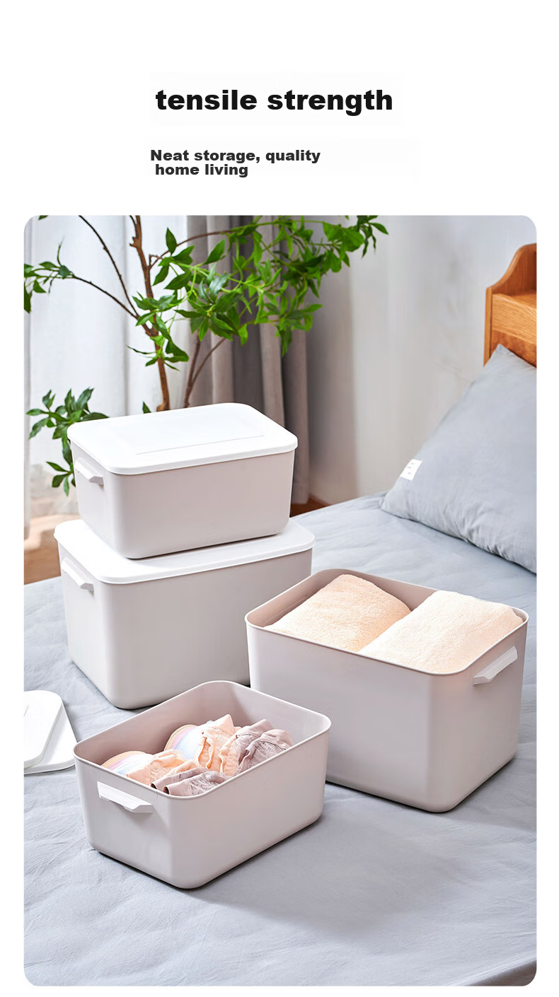 Youjialiangpin Plastic Storage Box, Clothes Organizer, 20L*2+10L*2, Khaki Color, with Lid, Insect-Proof, for Home Use 4