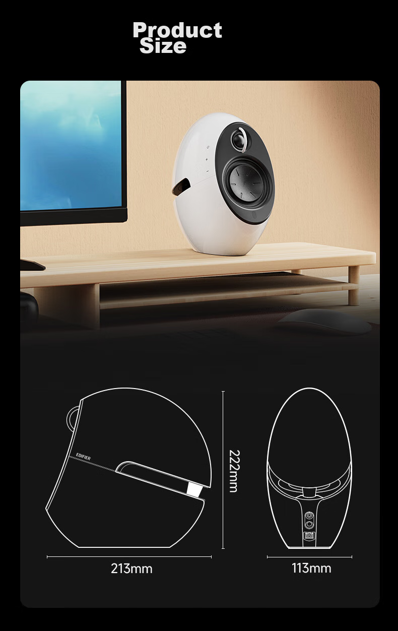 EDIFIER E25HD Desktop Bluetooth Speaker, Exquisite HIFI High-Fidelity 2.0 Audio System, Home Artistic Speaker, Space Black 21