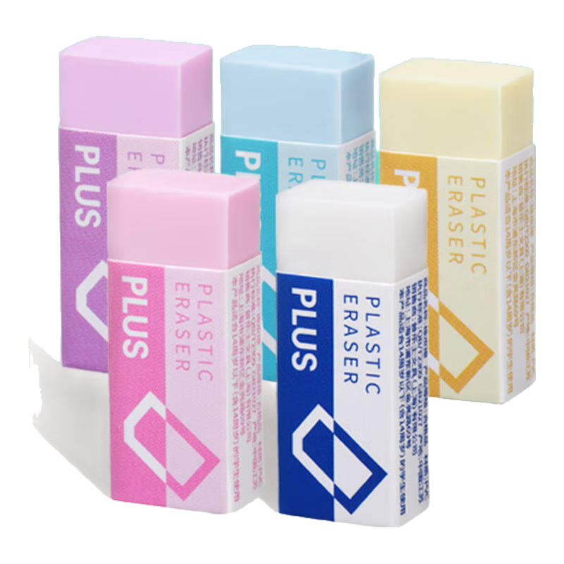 PLUS Eraser Cleaning Exam Student Supplies Cute Eraser for Art ER-060N Eraser 5-Color Set