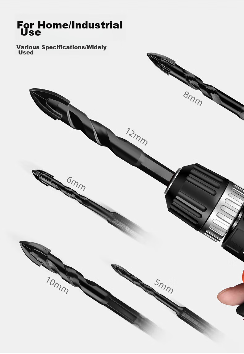 GREENER Ceramic Tile Cross Drill Bit, High Hardness Four-Blade Impact King Drill, for Drilling Holes in Concrete And Glass, Specialized for Rapid Chip Removal 17