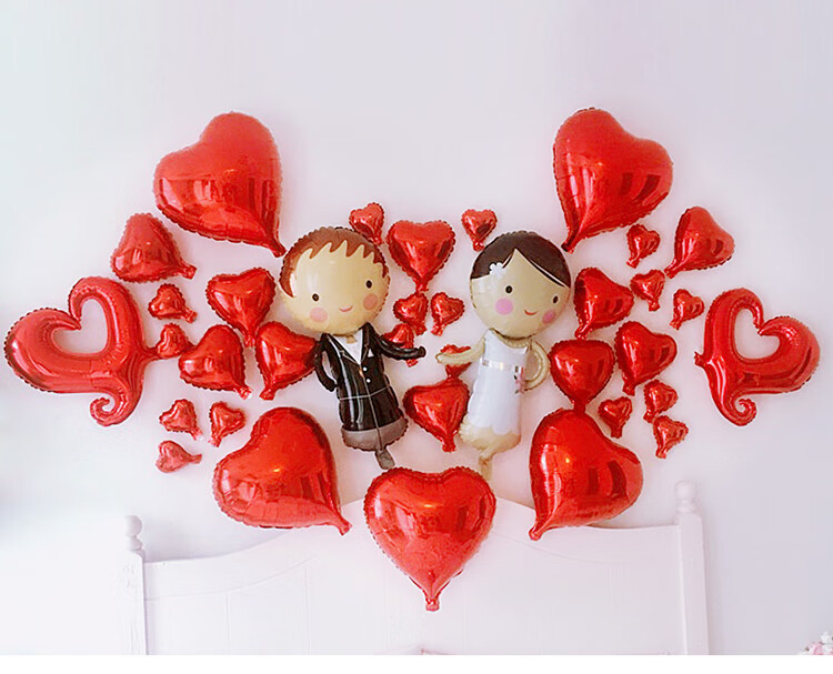 Jingtang Red Heart-Shaped Aluminum Foil Balloon, Valentine's Day Pink Floating, Engagement Romantic Decoration, Wedding Proposal Heart-Shaped Ornament 10