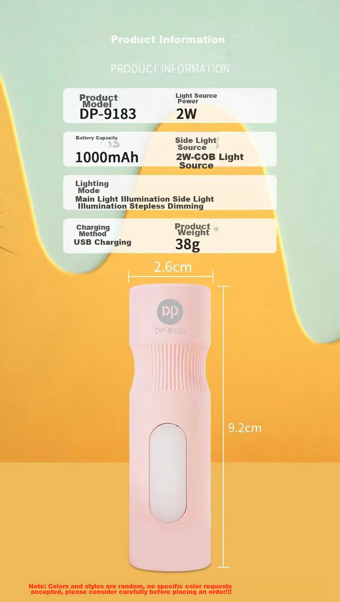 DP Flashlight, Outdoor Mini Rechargeable Torch, Compact Household Lighting Emergency Lamp, Random Color And Style - 9183 6