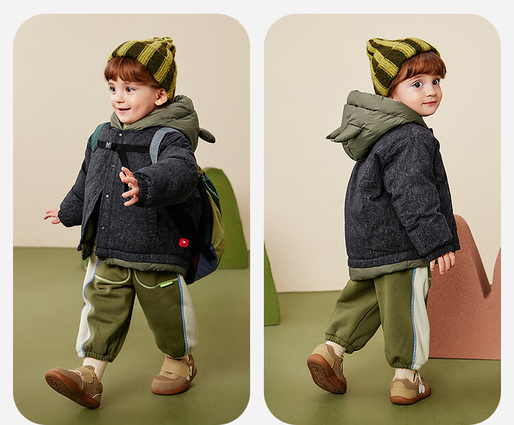Minibala Boys' Genuine Fleece Hooded Down Jacket Cute Baby Toddler Coat 2025 Winter 5