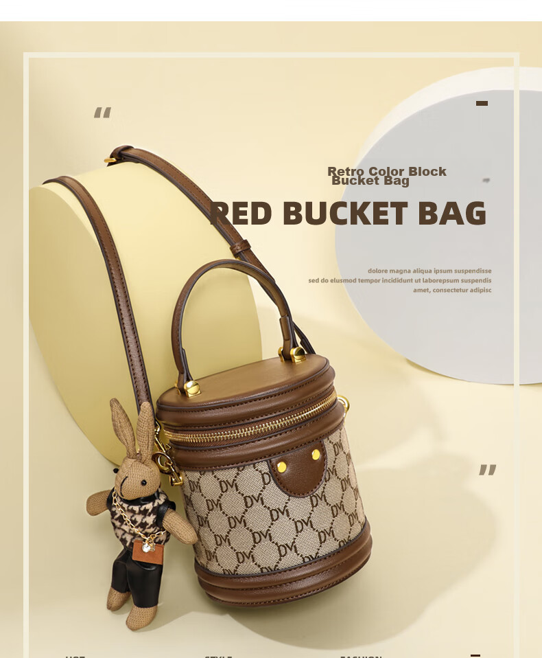 Aiqinghai Handbag, Women's Bucket Bag, Crossbody Shoulder Cylindrical Phone Bag, Niche Birthday Mother's Day Gift, Practical Present for Mom 1
