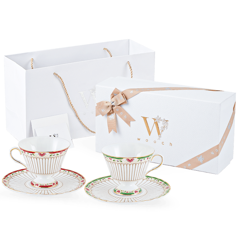 WOOCH [Mid-Autumn Festival Gift] High-Stem Coffee Cup Gift Box Set, Stylish Afternoon Tea Gift for Best Friends, Wedding Or Housewarming Present