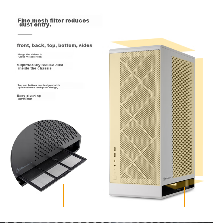 Silverstone FLP02 Retro ATX Tower Case (Nostalgic White/Compact Case/TURBO Full Speed Function/Type-C) 7