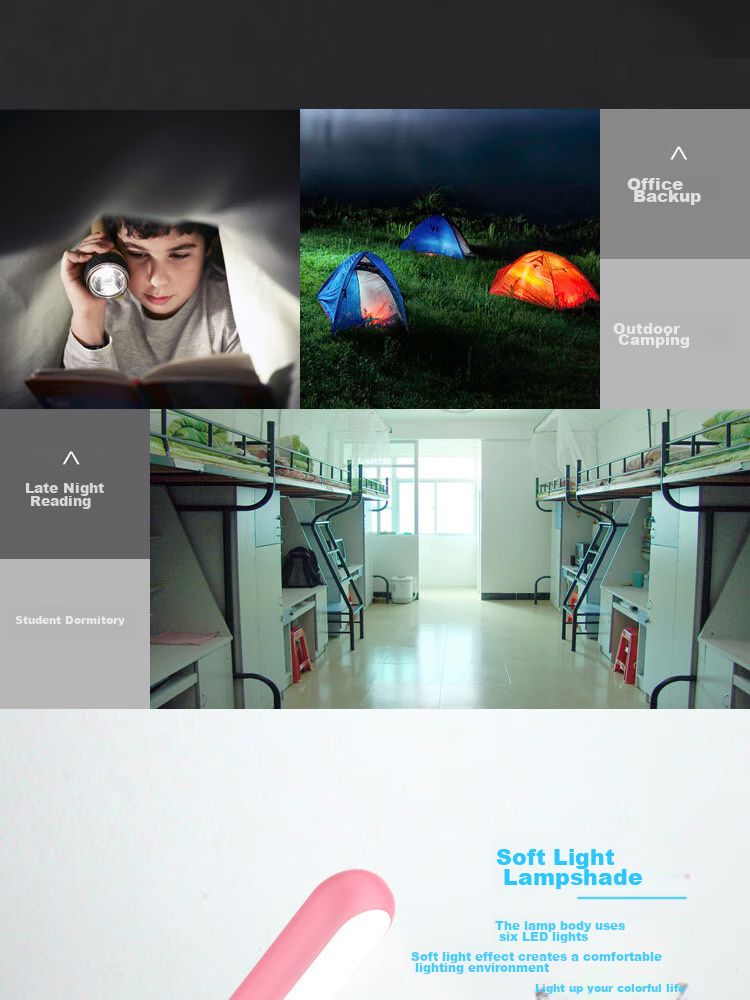 ESCASE [1 Pack] LED Portable Light, USB Flashlight, Laptop Light, Keyboard Light, Mini Portable Night Light, Power Bank for Student Dormitory, Outdoor Mobile Energy-Saving Blue Light 5