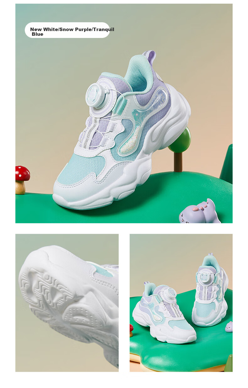 XTEP Kids Toddler Star Casual Shoes Lightweight Cushioning Girls Rotating Buckle Sports Shoes Water Pink/Microwave Blue Size 31 13