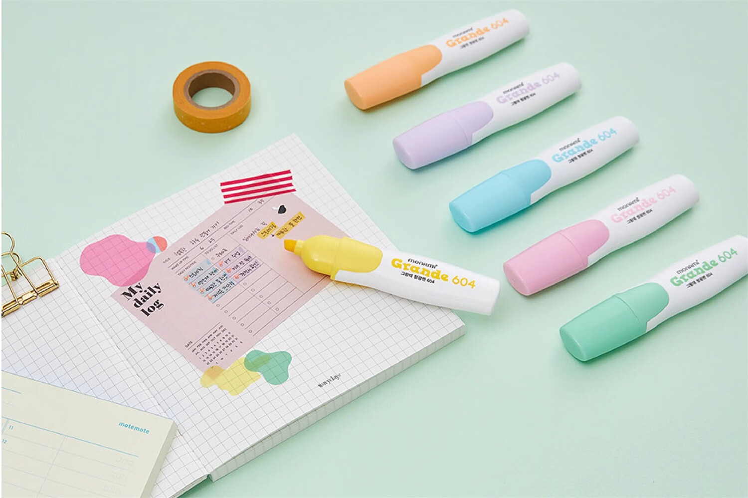 Monami Imported New 604 Quick-Drying Highlighter Marker, Colorful Doodle Pen, Soft Colors, 6-Color Set, 06025Z06 7
