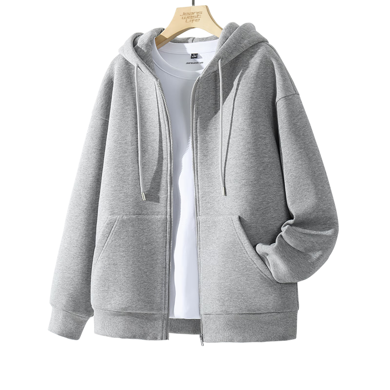 JEANSWEST LIFE Men's Hoodie, Zip-Up Jacket with Hood, Spring And Autumn Thick Breathable Zipper Top, Streetwear Trendy Clothing C