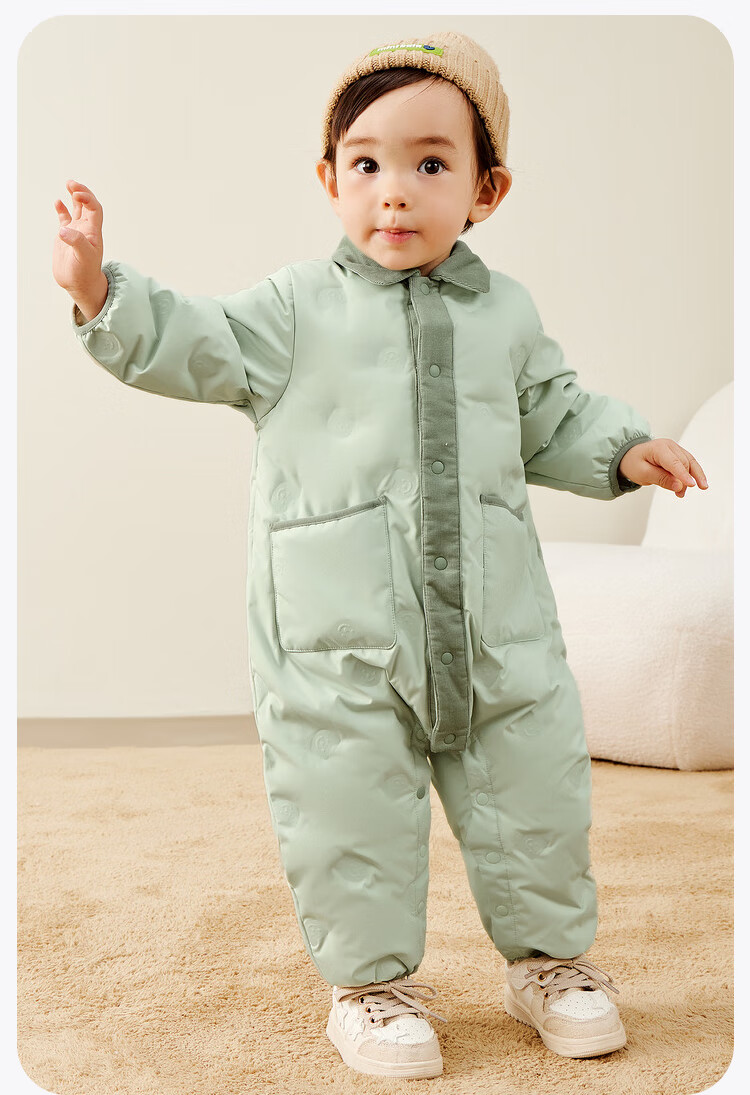 Minibala Mini Egg Puff Bala Down Jumpsuit Unisex Toddler Baby Cute Lapel Winter Lightweight Jacket 6
