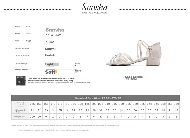 Sansha Children's Professional Latin Dance Shoes for Girls, Soft Sole Low Heel Dance Shoes for Beginners, White, Size 30 2