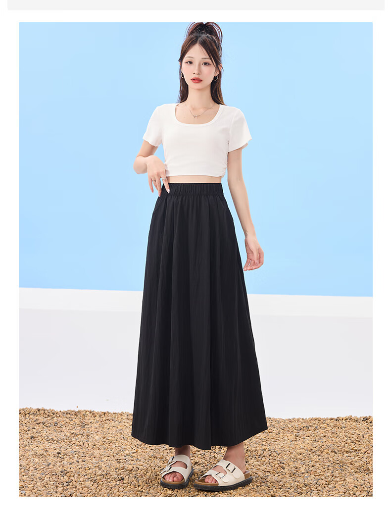 Ziyouxi Women's Midi Skirt, 2026 New Summer Thin Style, High-Waisted A-Line Slimming Umbrella Skirt, Pleated Long Skirt, Petite Yamamoto Skirt 18