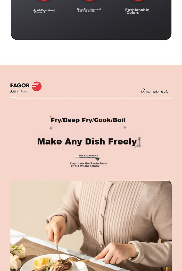 Fage Red Series Set Enamel Pot (Frying Pan + Milk Pan) FG-HHD02NJ 3