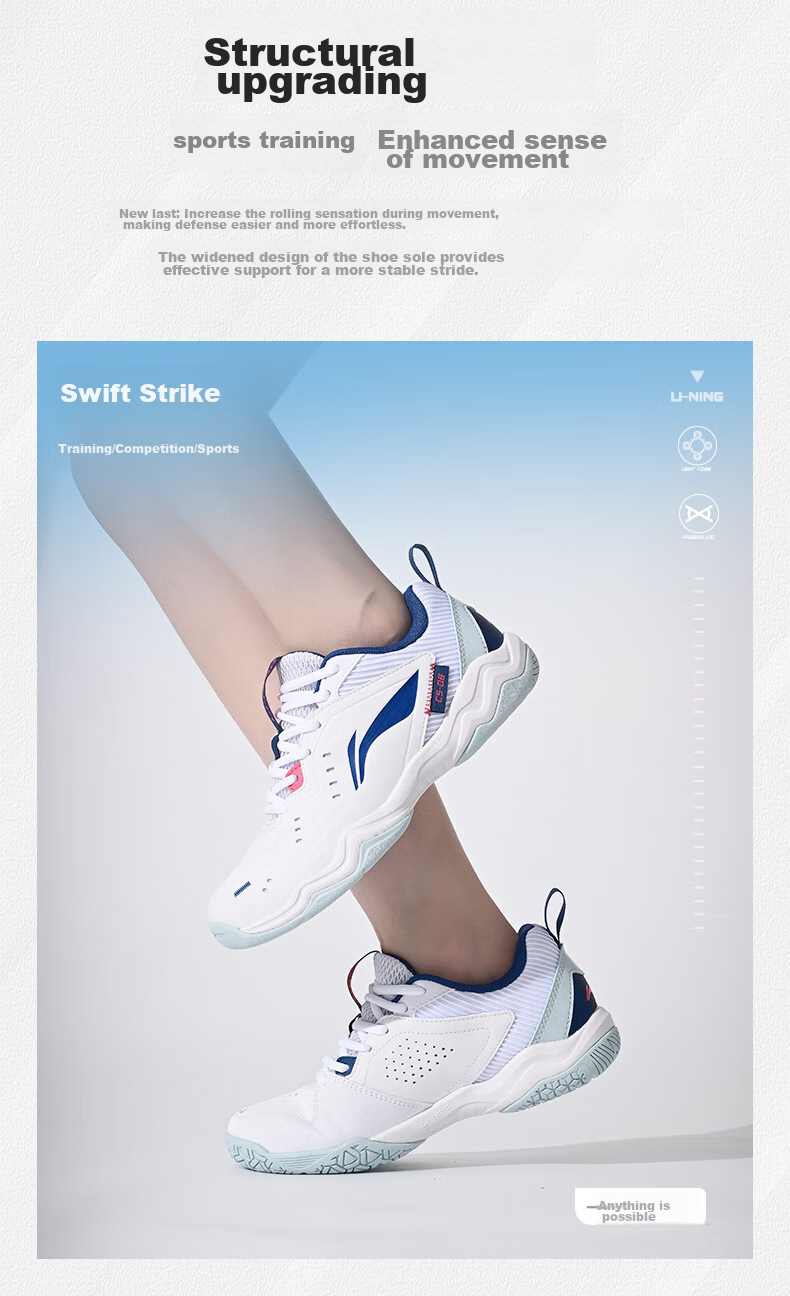 Li-Ning Badminton Shoes, Unisex Fly Leg Design, Non-Slip Wear-Resistant Tennis Shoes, Table Tennis Shoes, Low-Profile Flying Sports Shoes 2