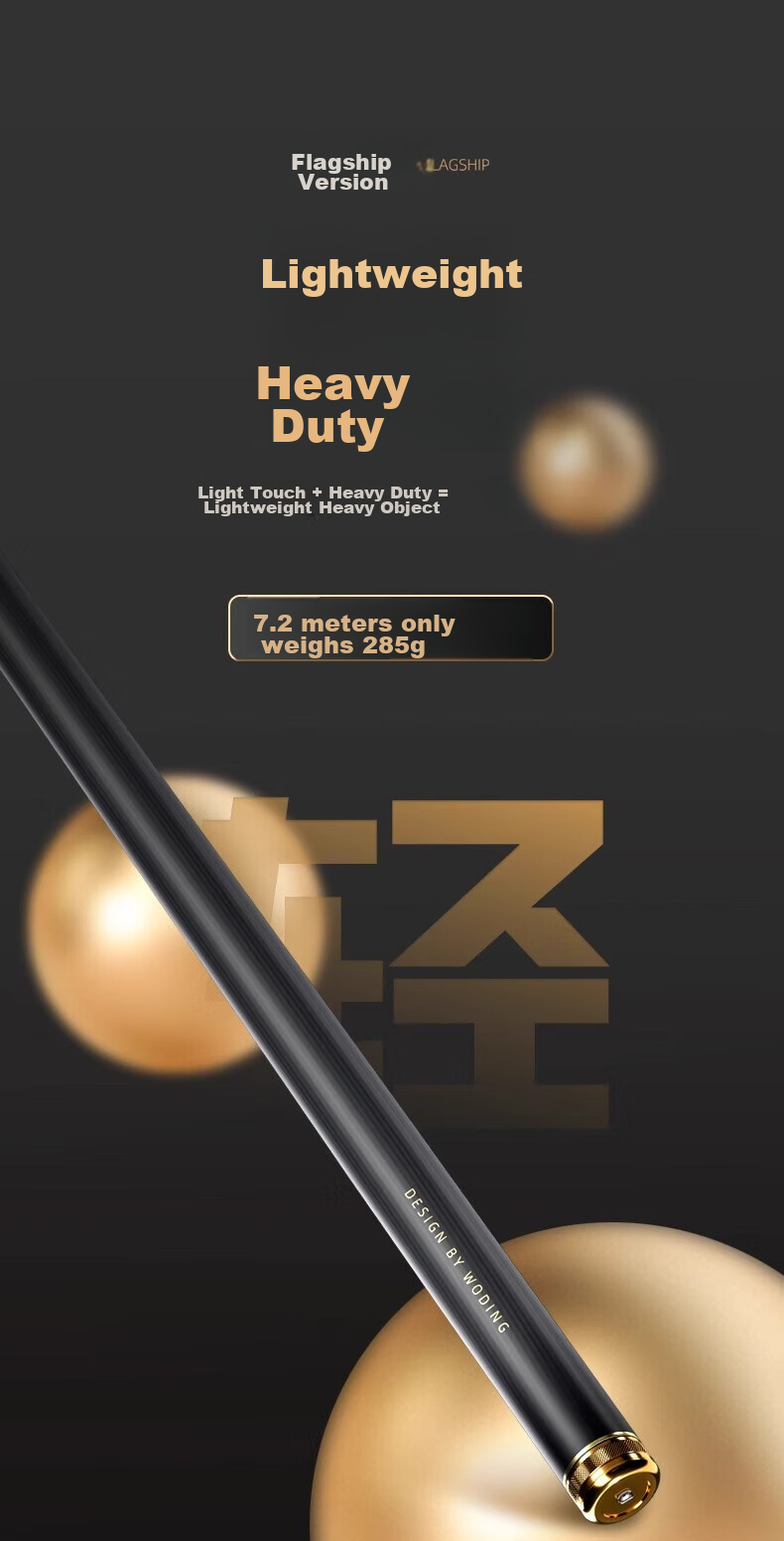 Woding King of Kings Flagship Edition Fishing Rod, Carbon Fiber Ultra-Light Big Fish Rod, Fishing Pole for Platform Fishing And Hand Fishing, 5.4 Meters, 5.5H 5