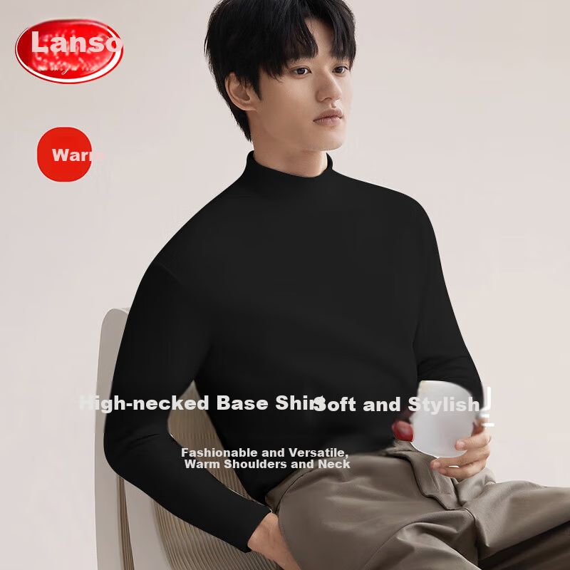 LangSha Men's Basic Undershirt, Spring And Autumn High-Neck Solid Color Long-Sleeve Undershirt, Slim-Fit Inner Layer for Me