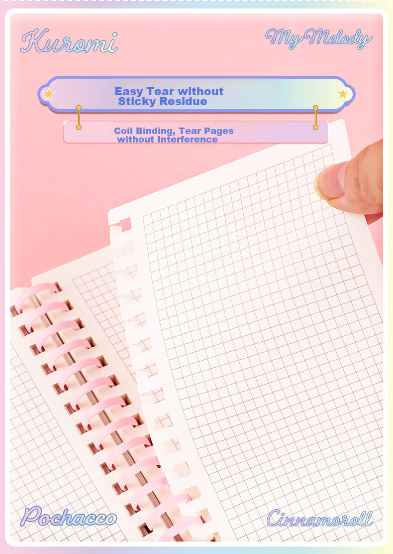 GuangBo X Sanrio Collaboration Standing Spiral Notebook, Mini Notebook, Pocket Notebook, High-Quality Planner, Journal, Diary, 75*105mm/80 Sheets, Banrenyu KT81408 9