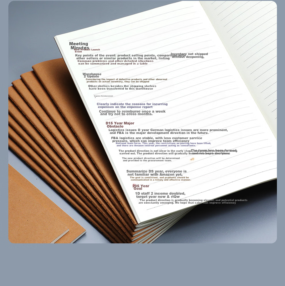 Faramon 6-Pack A5 Kraft Paper Notebooks, Soft Cover with Stitching, Thickened Journal, Office Stationery, Large Size Notebook 12