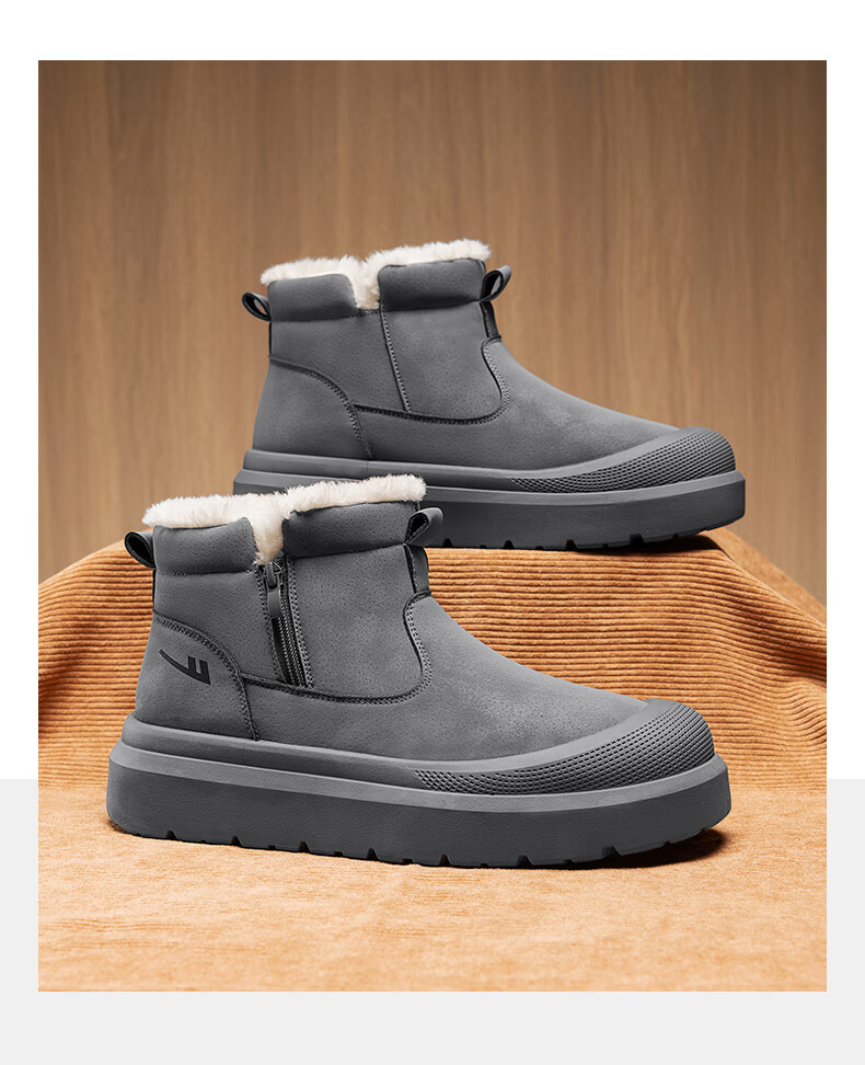 Warrior Men's Snow Boots 2025 Autumn Winter New Men's Cotton Shoes Fleece Lined Thickened Warm Casual Shoes Black 39 10