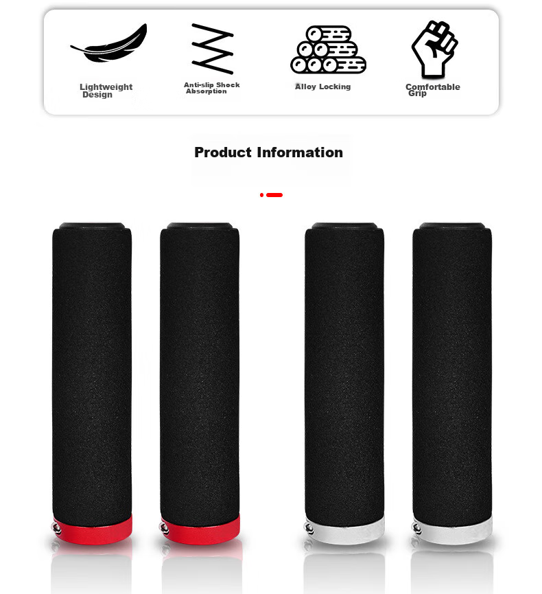 BIKEBROS Bicycle Handlebar Cover, Mountain Bike Foam Shock-Absorbing Handlebar Cover, Cycling Equipment Handlebar Cover, Foam Handlebar Cover, Black And Red Color 2
