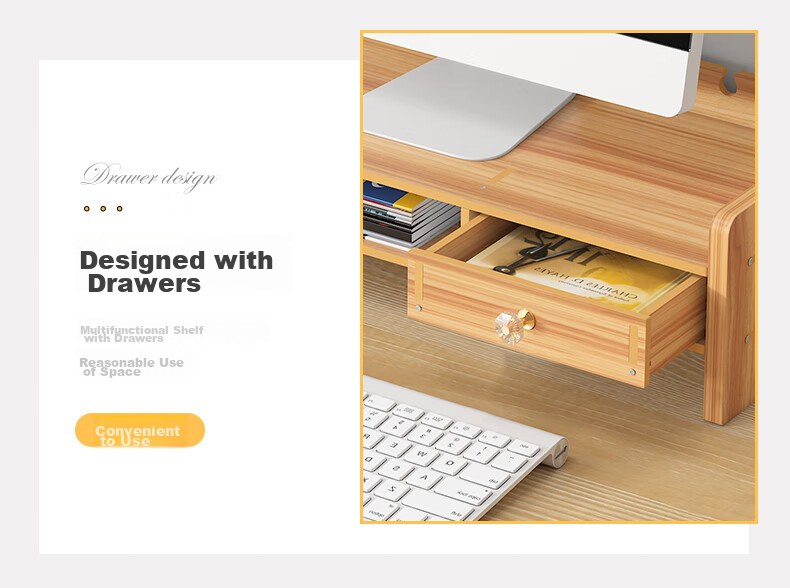 Shuranjia Monitor Riser Stand, Desktop Organizer with Drawer, Cherry Wood Color, SZ08-2 17