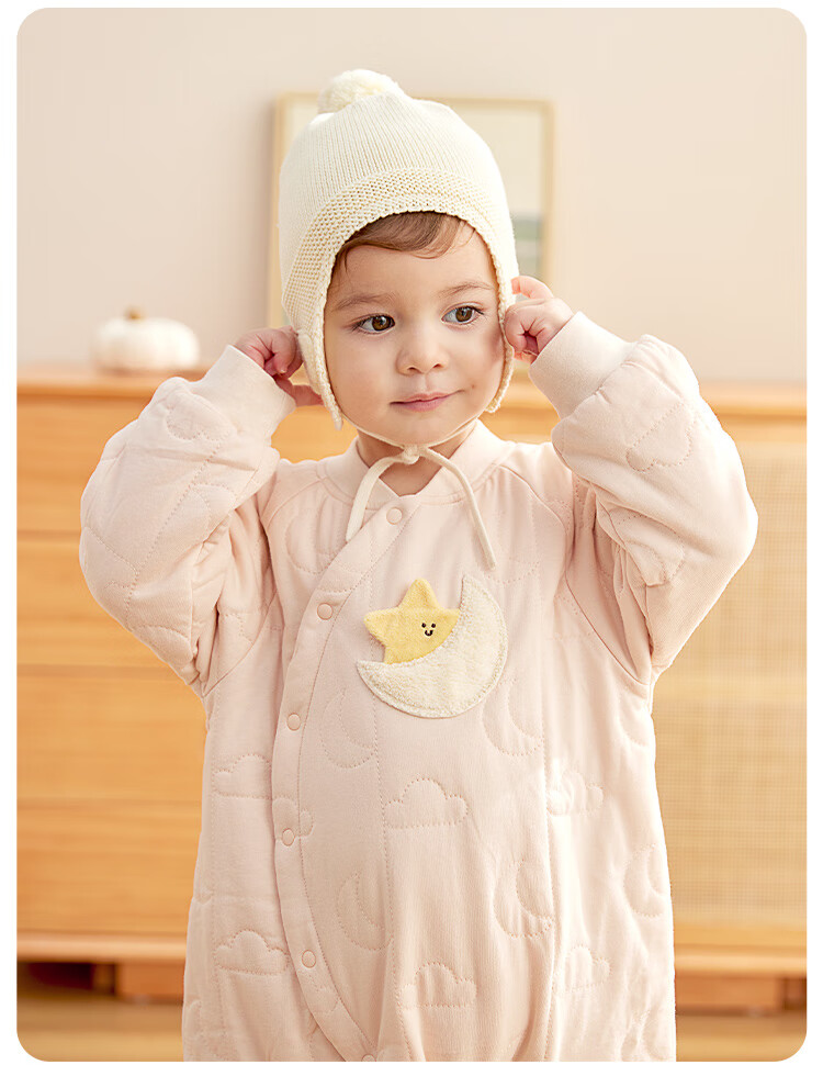 Wismorni Baby Cotton Clothing, Autumn And Winter Newborn Warm Onesie, Three-Layer Padded Jacket, Outdoor Winter Outfit 14
