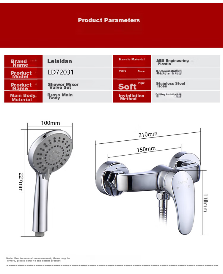Larsd Shower Mixing Valve Set, Shower Faucet And Showerhead Set, Copper Body Bathroom Cold And Hot Mixing Valve LD72031 18