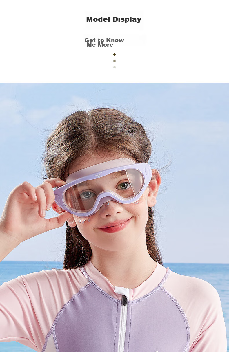 MIZUNO Kids Swimming Goggles Large Frame Waterproof Anti-Fog Silicone Swim Cap Professional Gear 2080 Blue Yellow 12