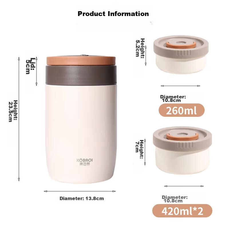 KBH Insulated Lunch Box Large Capacity Thermal Container for Students, Office Workers And Home Use Stainless Steel Double-Layer Insulated Food Pot