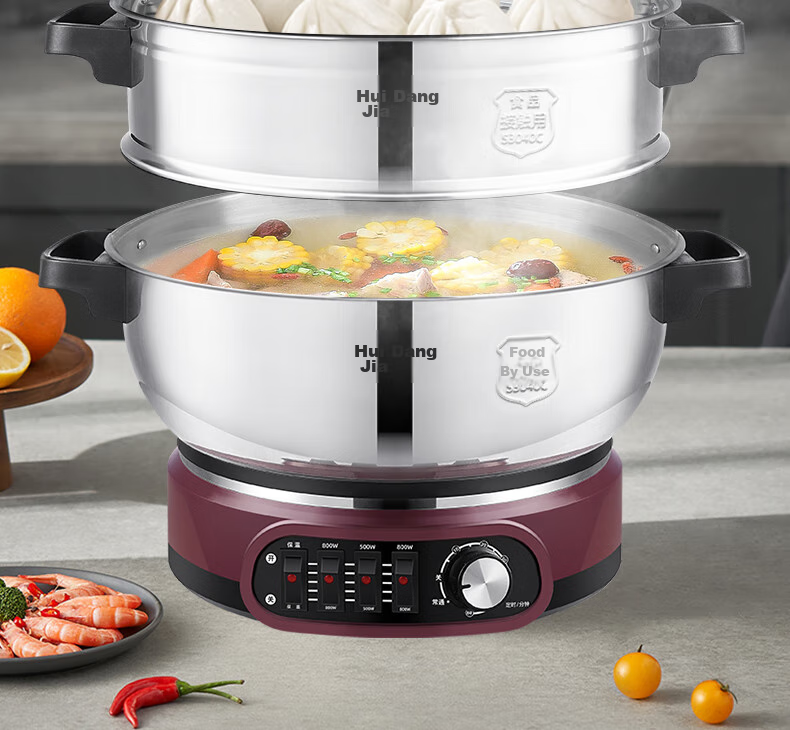 Hui Dang Jia Multifunctional Electric Cooker with Timer, Steamer Pot, Wok, Versatile Pot, Hot Pot, 304 Stainless Steel Pot HDJQJG5-30 Single Pot 13