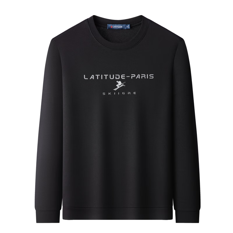 MONTAGUT [Snow Mountain Series] Autumn Fine 3D Printed Men's Sweatshirt, Elastic Comfortable Men's Long-Sleeve T-Shirt, Black, Size 50