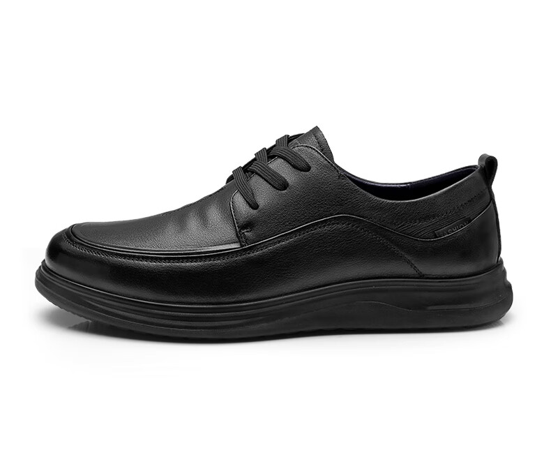Qiangren Business Casual Leather Shoes, Top-Grain Cowhide Lace-Up Stylish Commuter Men's Shoes JDA05122 Black Size 40 10