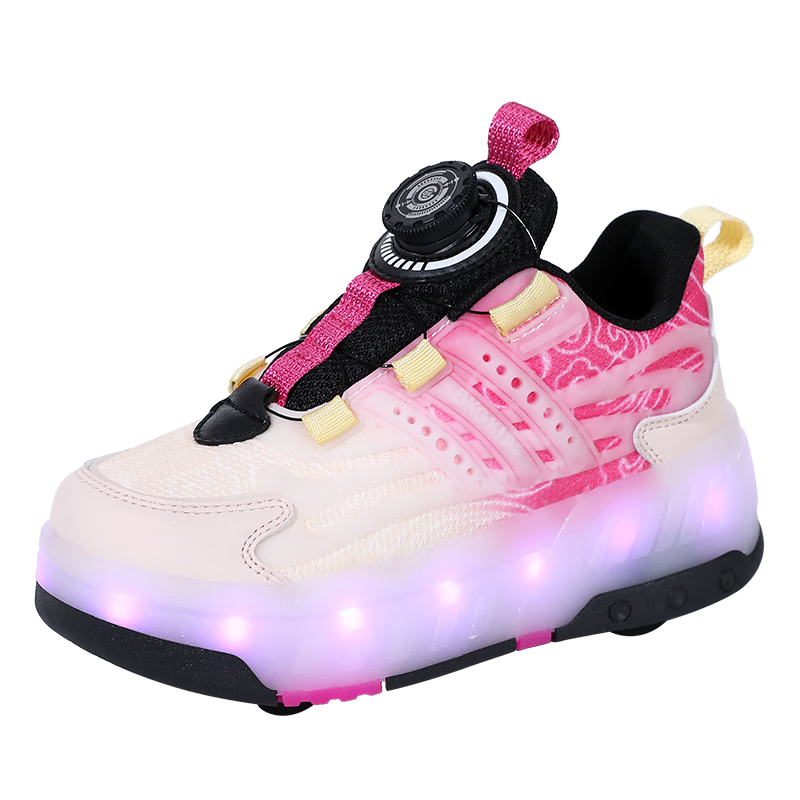 BKG Running Shoes for Girls, Four-Wheel Sports Shoes for Children, Student And Youth Skating Shoes ZYQ23825-B7 Peach Pink 38