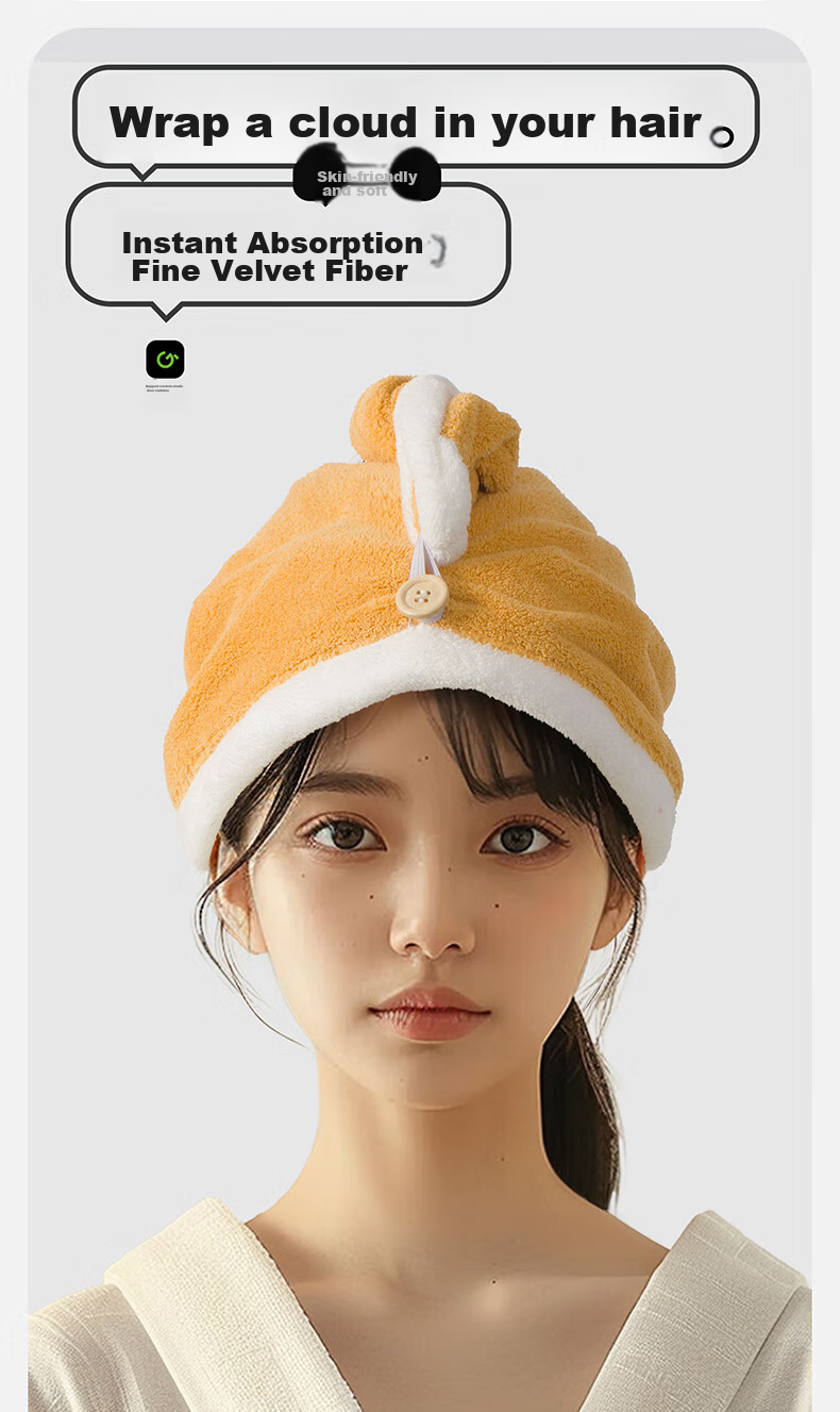 GGT Japanese Women's Hair Drying Cap, Absorbent Quick-Drying Shower Cap, Highly Effective Water Absorption, Thick Hair Towel for Adults, Yingruo 2