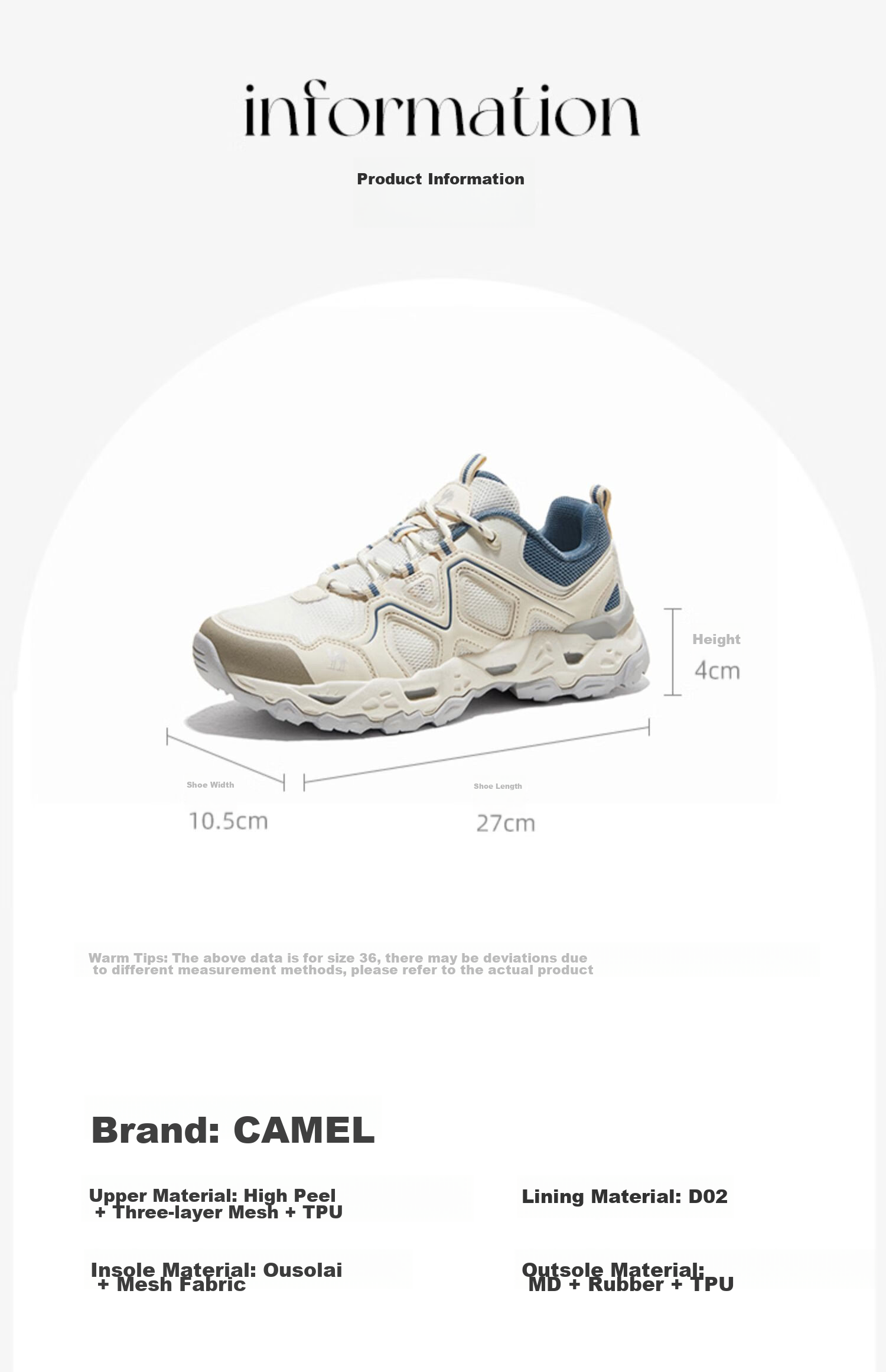 CAMEL [Yiyan] Women's Outdoor Shoes, Comfortable Breathable Hiking Boots, Shock-Absorbing Wear-Resistant Low-Top Trekking Shoes 3014 13