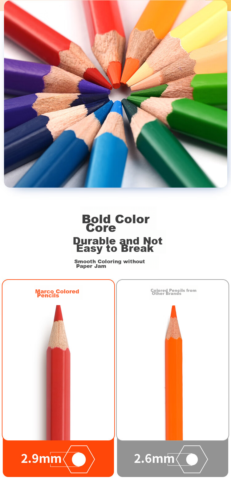 MARCO Oil-Based Erasable Colored Pencils, 36-Pack, for Students, Children, Boys And Girls, Beginner Drawing, Coloring, Art Supplies, Painting Tools, Art Materials, Birthday Gift, Back-To Set 7