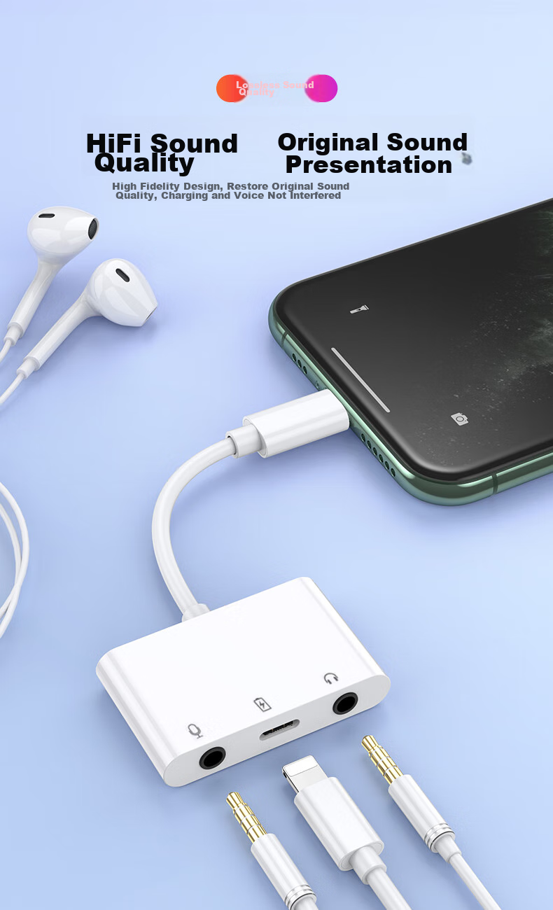 JOWOYE Huawei Adapter, Mobile Phone Sound Card Live Streaming Converter, IPhone 15/iPad Samsung Fast Charging Headphone, Music Conversion Cable, Audio Microphone for PUBG Voice Chat, 3.5mm Accompaniment 24