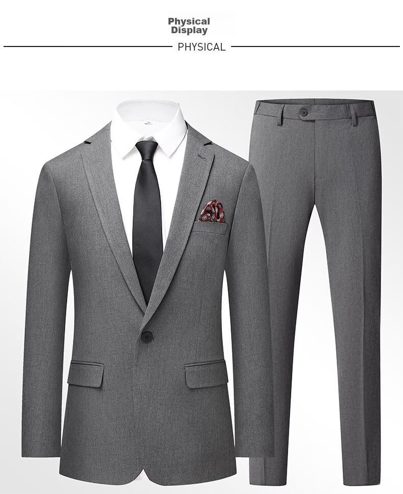 FIRS Men's Suit Set, Slim Fit Professional Formal Wear, Business Attire for Groomsmen And Groom, Wedding Attire for Me 9