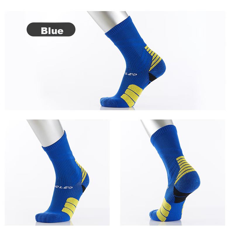 VICLeO Children's Mid-Calf Soccer Socks with Terry Bottom, Non-Slip Professional Running Sports Training Socks V621364 Blue S Size 8