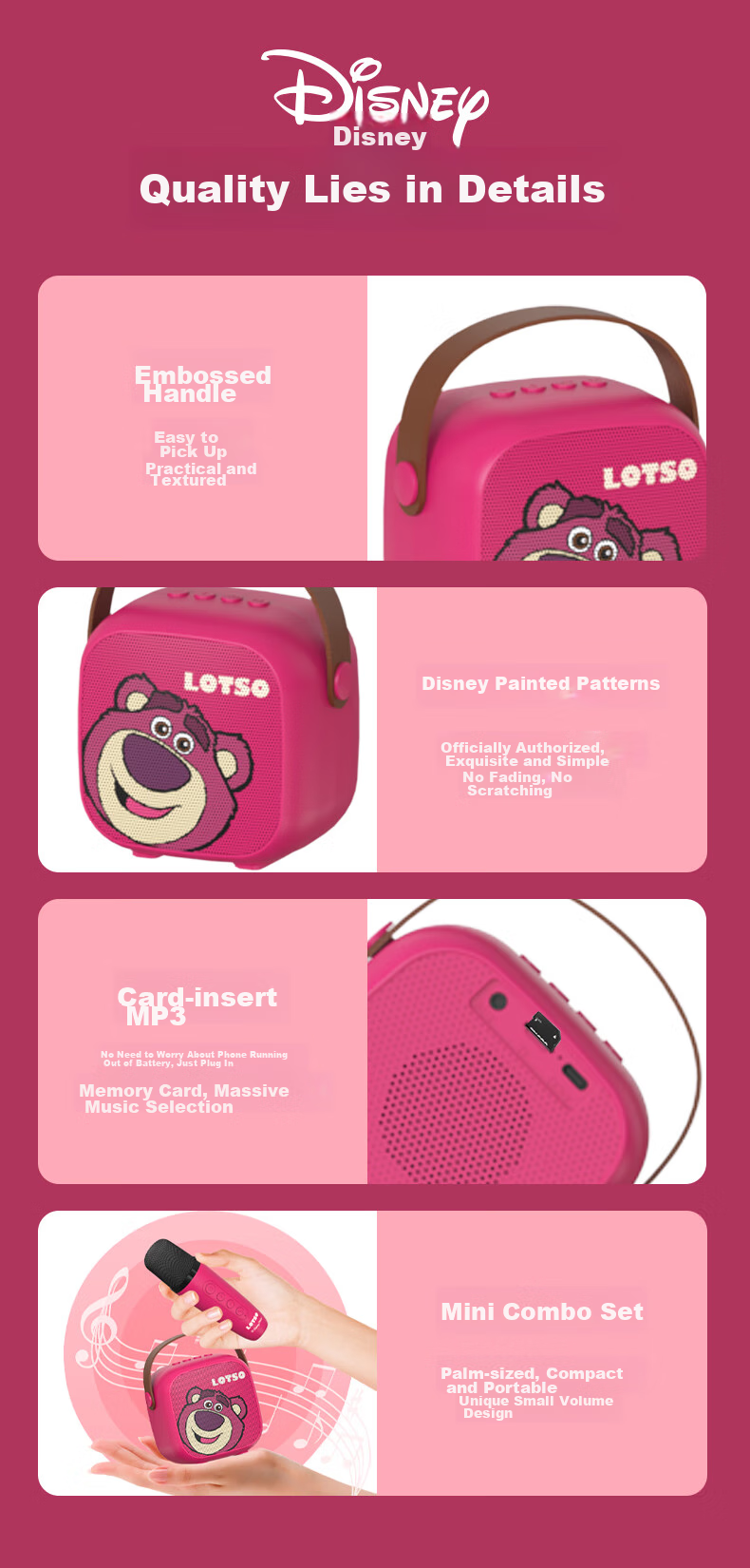 Disney Children's Microphone Karaoke All-In Machine, Mid-Autumn Festival Gift, Wireless Bluetooth Speaker, Xiaodu Smart Voice Assistant, for Students Singing, Boys And Girls Birthday Gift, MK18 Strawberry Bear 12