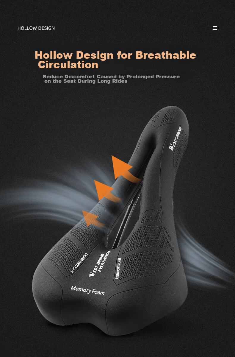 WestBiking Bicycle Seat, Road Bike Soft Seat, Thickened Shock-Absorbing, Hollow Breathable, Cycling Accessory 6