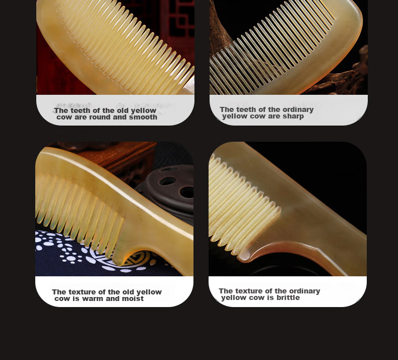 JEPPE Natural Ox Horn Comb, Detangling Comb, Hair Brush, Anti-Static Styling Comb, Gentle on Hair, Birthday Gift for Girlfriend 9