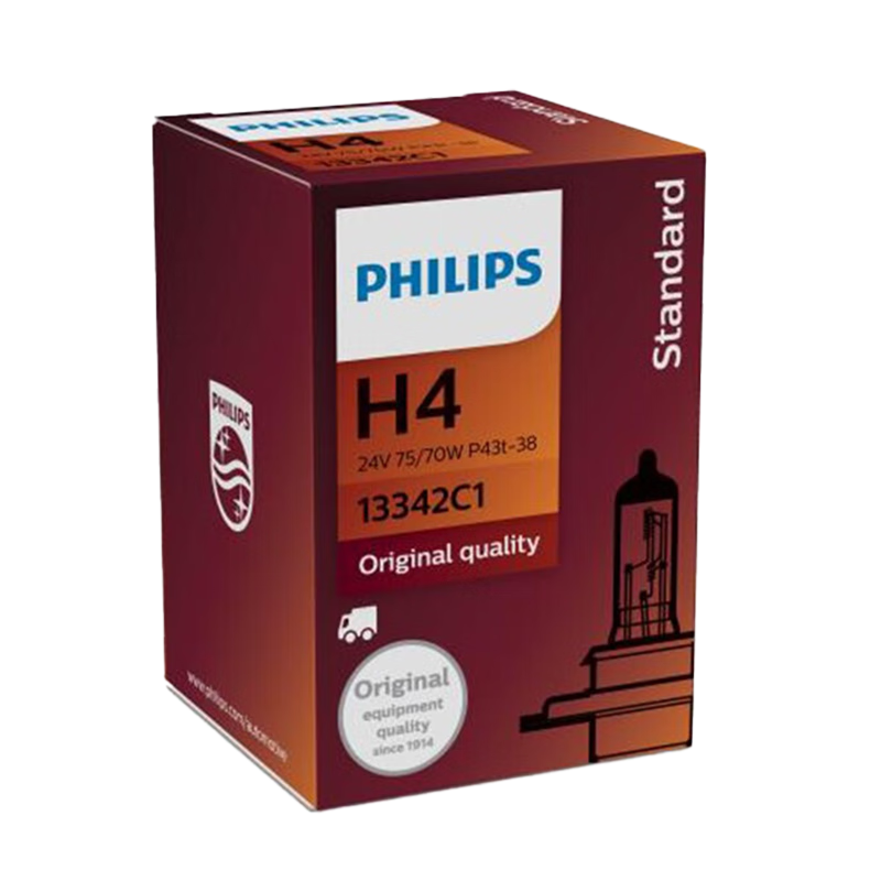 PHILIPS 24V Truck Headlight Bulb H4 70W Halogen Lamp for Trucks And Cars, Single Pack