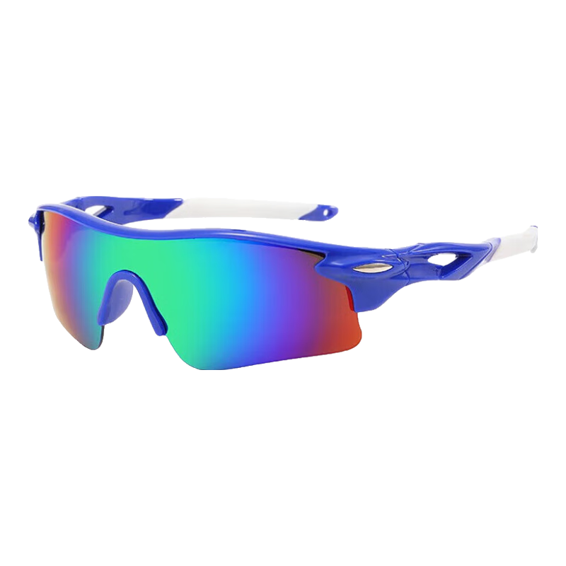 LOVECRAFT Children's 9725 Cycling Glasses - Blue Frame with Green Lenses, for Ages 6-14, Outdoor Sports Goggles, Sun Protection, UV Protectio