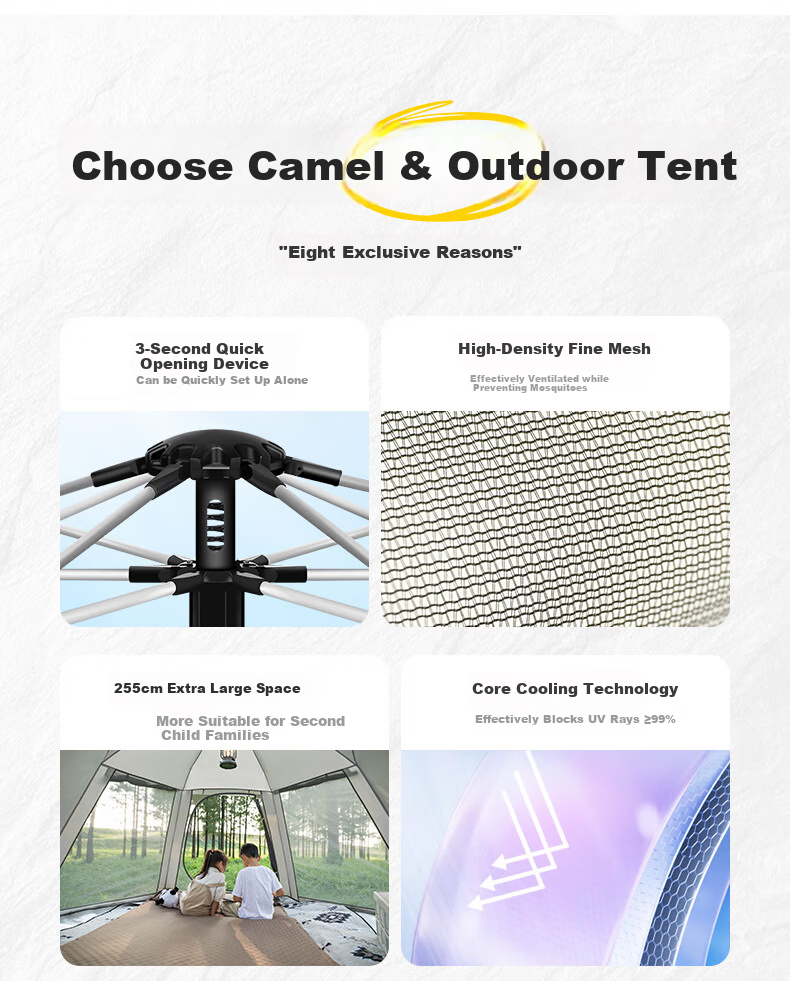 CAMEL X Outdoor Hexagonal Automatic Canopy Tent, Portable Park Camping Overnight Tent 4