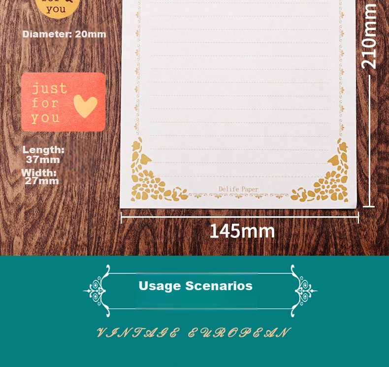 LISON 1536 Western-Style Envelopes, Red, 10 Pieces/pack, Vintage Simple Business Gold-Stamped Envelopes And Letter Paper with Sealing Stickers, Love Letter Set, European Style Envelope Bags 10