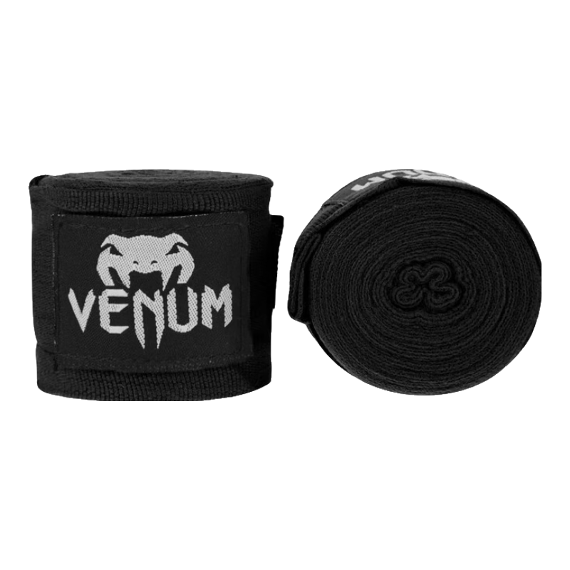 VENUM Venom Boxing Hand Wraps, Muay Thai Sanda Bandage, Boxing Gloves Wrap, Black, 2.5 Meters