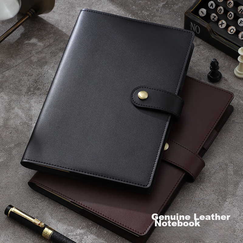 Jiaranheng Genuine Leather Notebook Gift Box, High-End A5 Cowhide Cover Notebook for Handwriting, Business Office, And Meeting Notes, Customizable